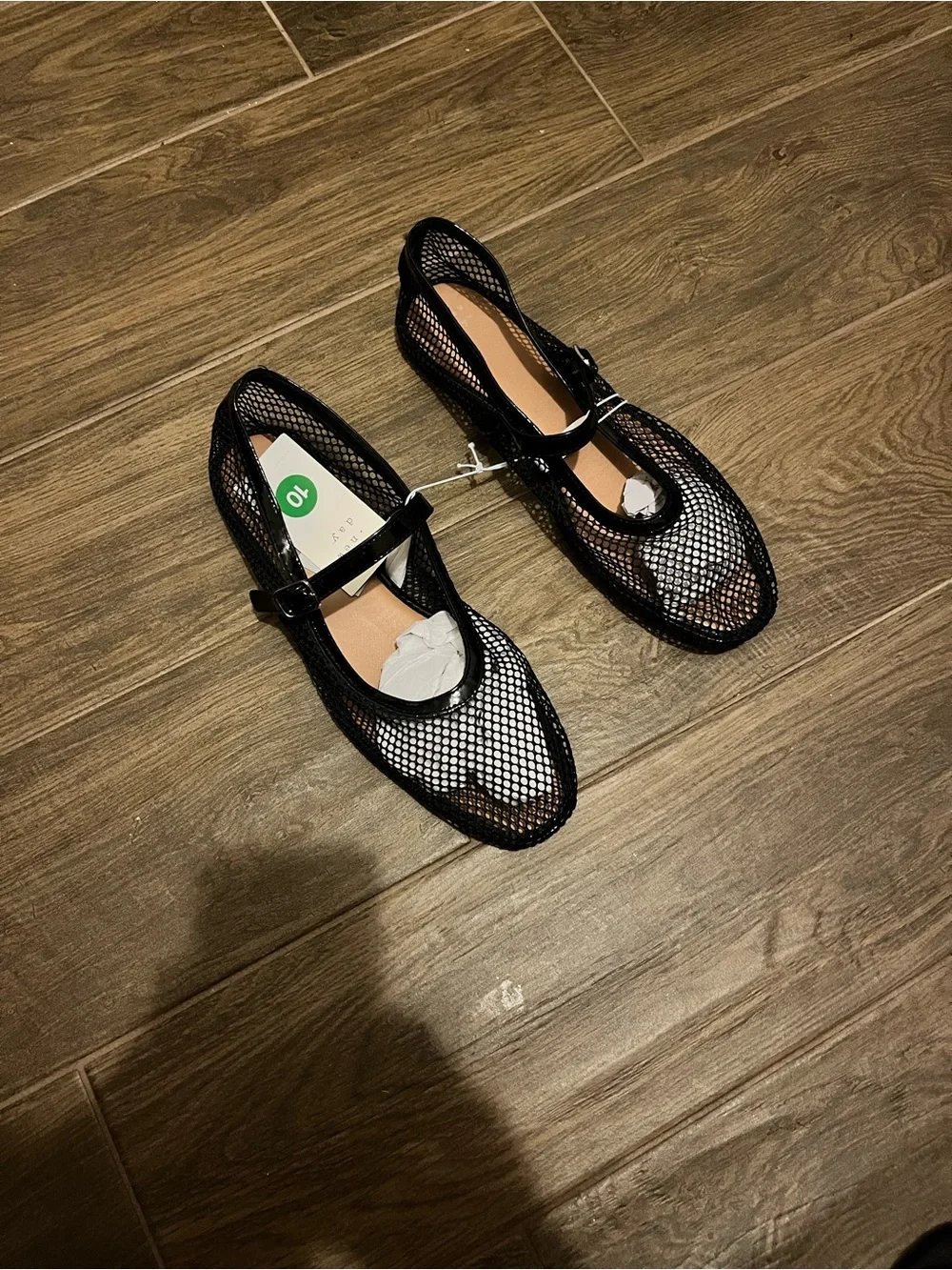 A New Day Women's Black Mesh Mary Jane Flats with Buckle Strap